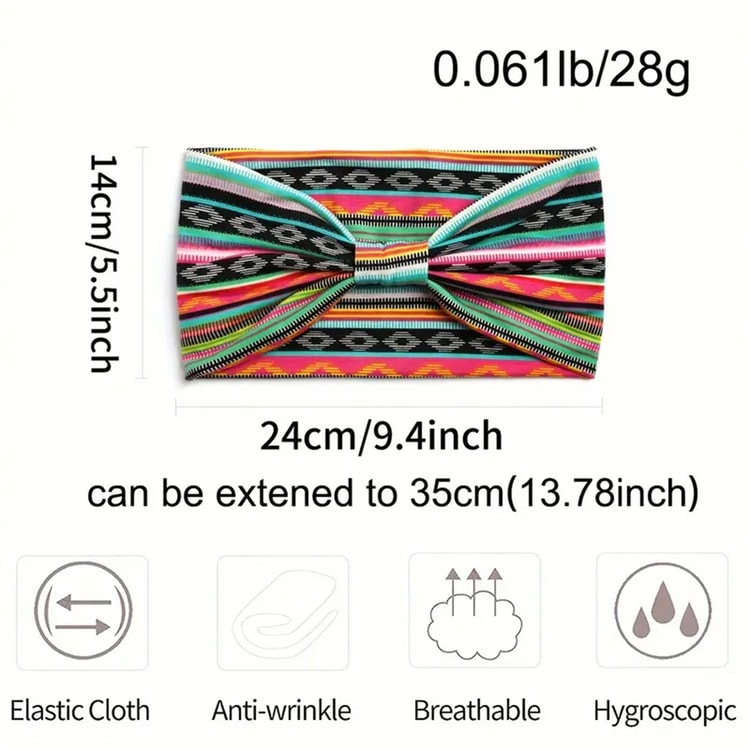Style Elastic Headscarf, Breathable Cotton, Wide Brimmed Hair Accessories for Women