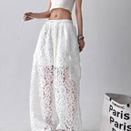 Vintage Lace Cargo Pants Women Wide Leg Streetwear Trousers