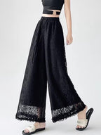 Aura White Lace Wide Leg Pants - High Waisted Summer Trousers