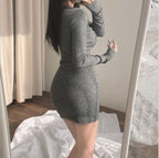 Dresses For Women Fashion Long Sleeve Pleated Bodycon Slim Fit, Casual Autumn Tank Party Vestidos