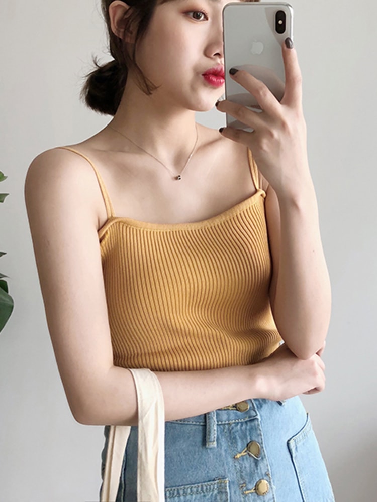 Summer Sleeveless Camis, Casual Women Halter Crop Tops, Backless Strap Tank Top
