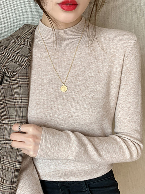 AOSSVIAO Turtleneck Sweater Women Fashion New Stretch Tops Women Knitted Pullovers Long Sleeve Bottoming Knitted Sweater