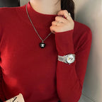 AOSSVIAO Turtleneck Sweater Women Fashion New Stretch Tops Women Knitted Pullovers Long Sleeve Bottoming Knitted Sweater