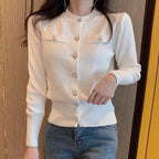 Fashion Women Cardigans Sweater for Autumn, Knitted Coat Short Casual Single Breasted Korean Slim Chic Ladies Tops