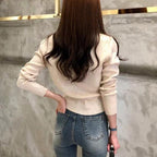 Fashion Women Cardigans Sweater for Autumn, Knitted Coat Short Casual Single Breasted Korean Slim Chic Ladies Tops