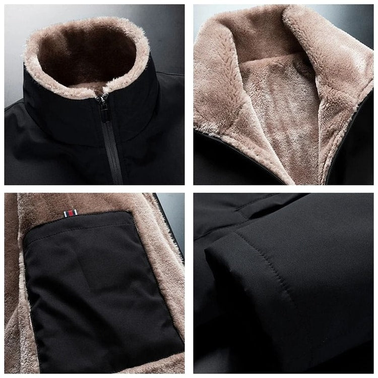 Winter Windproof Thick Fleece Jacket – Mens Classic Outdoor Outwear