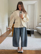 Elegant Plush V Neck Short White Coat Women Retro Casual Single Breasted Tweed Coats Female Autumn Chic Street Outwear
